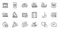 Outline set of Online market, Tree and Pizza line icons for web application. For design. Vector