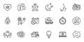 Outline set of Online shopping, Smile chat and Calendar discounts line icons for web application. For design. Vector