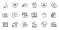 Outline set of Opened gift, Web shop and Miss you line icons for web application. For design. Vector