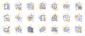 Outline set of Package box, Lease contract and Power safety line icons for web app. Pictogram icon. Vector