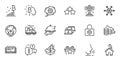 Outline set of Password encryption, Ranking stars and Magistrates court line icons for web application. Vector
