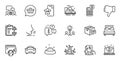 Outline set of Pillows, Vip phone and Engineering team line icons for web application. For design. Vector Royalty Free Stock Photo