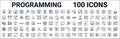 Outline set of programming line icons. linear vector icons such as css,advertising bounce,search engine,server,click,web,console, Royalty Free Stock Photo