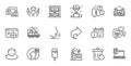 Outline set of Recovery trash, Card and Seo targeting line icons for web application. For design. Vector
