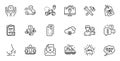 Outline set of Reject letter, Work home and Quick tips line icons for web application. For design. Vector