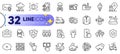 Outline set of Reject, Product knowledge and Eco energy line icons. For web app. Vector
