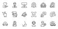 Outline set of Report, Touchscreen gesture and Face detection line icons for web application. For design. Vector