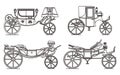 Outline set of retro cab or carriage Royalty Free Stock Photo