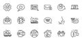 Outline set of Secure mail, Cogwheel and Truck delivery line icons for web application. For design. Vector Royalty Free Stock Photo