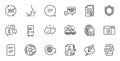 Outline set of Security, Checked file and Quick tips line icons for web application. For design. Vector