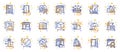 Outline set of Skyscraper buildings, Square area and New house line icons for web app. Pictogram icon. Vector
