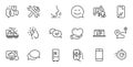 Outline set of Smartphone broken, Smartphone and Brainstorming line icons for web application. For design. Vector