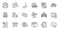 Outline set of Smile chat, Calendar and Group people line icons for web application. For design. Vector