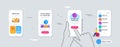 Outline set of Speech bubble, Messenger and Interview line icons for web application. For design. Vector Royalty Free Stock Photo