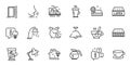 Outline set of Stand lamp, Street light and Espresso line icons for web application. For design. Vector