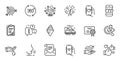 Outline set of Target, Ice cream and Chemistry lab line icons for web application. For design. Vector