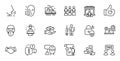 Outline set of Teamwork, Face accepted and Cyber attack line icons for web application. For design. Vector