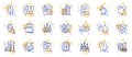Outline set of Teapot, Leaf and Inspect line icons for web app. Pictogram icon. Vector