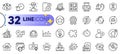 Outline set of Timer, Teamwork chart and Loan percent line icons. For web app. Vector