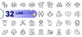 Outline set of Touchscreen gesture, Cough and Puzzle line icons. For web app. Vector