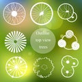 Outline set. Trees top view for landscape design Royalty Free Stock Photo