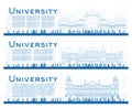 Outline Set of University Campus Study Banners. Vector Illustration. Royalty Free Stock Photo