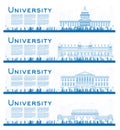 Outline Set of University Campus Study Banners Royalty Free Stock Photo