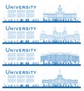 Outline Set of University Campus Study Banners Royalty Free Stock Photo