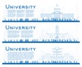 Outline Set of University Campus Study Banners. Royalty Free Stock Photo