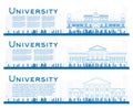 Outline set of university study banners. Vector illustration. Royalty Free Stock Photo
