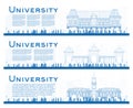 Outline Set of University Study Banners. Royalty Free Stock Photo