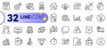 Outline set of Verification document, Crowdfunding and Outsource work line icons. For web app. Vector Royalty Free Stock Photo