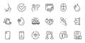 Outline set of Verify, Inventory checklist and Road line icons for web application. For design. Vector