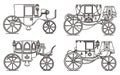 Outline set of vintage automobile or old car Royalty Free Stock Photo