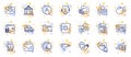 Outline set of Vip mail, Survey and User info line icons for web app. Pictogram icon. Vector