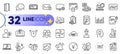 Outline set of Web system, Puzzle and Search employee line icons. For web app. Vector