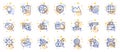 Outline set of Winner ribbon, Instruction manual and Co2 line icons for web app. Pictogram icon. Vector