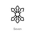 outline seven vector icon. isolated black simple line element illustration from orientation concept. editable vector stroke seven