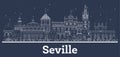 Outline Seville Spain City Skyline with White Buildings Royalty Free Stock Photo