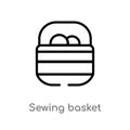outline sewing basket vector icon. isolated black simple line element illustration from sew concept. editable vector stroke sewing Royalty Free Stock Photo