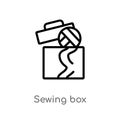 outline sewing box vector icon. isolated black simple line element illustration from sew concept. editable vector stroke sewing