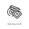 outline sewing craft vector icon. isolated black simple line element illustration from sew concept. editable vector stroke sewing Royalty Free Stock Photo