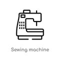 outline sewing machine vector icon. isolated black simple line element illustration from sew concept. editable vector stroke Royalty Free Stock Photo