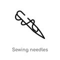 outline sewing needles vector icon. isolated black simple line element illustration from sew concept. editable vector stroke