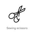 outline sewing scissors vector icon. isolated black simple line element illustration from sew concept. editable vector stroke Royalty Free Stock Photo