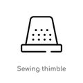 outline sewing thimble vector icon. isolated black simple line element illustration from sew concept. editable vector stroke Royalty Free Stock Photo