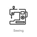 outline sewing vector icon. isolated black simple line element illustration from free time concept. editable vector stroke sewing