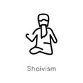 outline shaivism vector icon. isolated black simple line element illustration from india concept. editable vector stroke shaivism