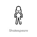 outline shakespeare vector icon. isolated black simple line element illustration from literature concept. editable vector stroke