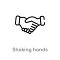 outline shaking hands vector icon. isolated black simple line element illustration from business concept. editable vector stroke Royalty Free Stock Photo